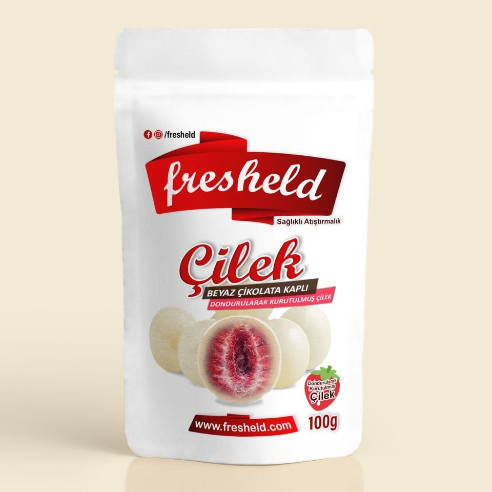x 2 Paket Beyaz Çikolata Kaplı Çilek 100g