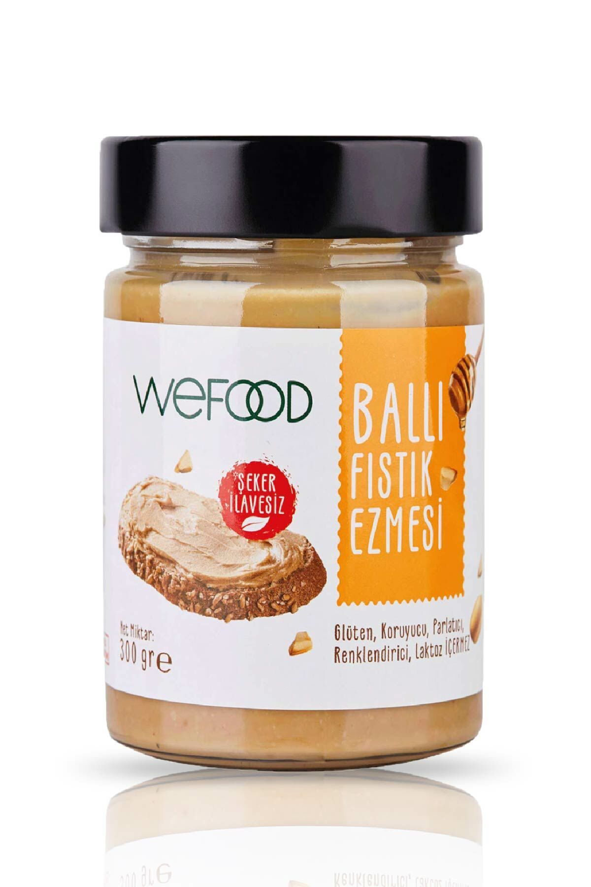 Wefood x 2 Adet Şekersiz Ham Ballı Fıstık Ezmesi 300gr