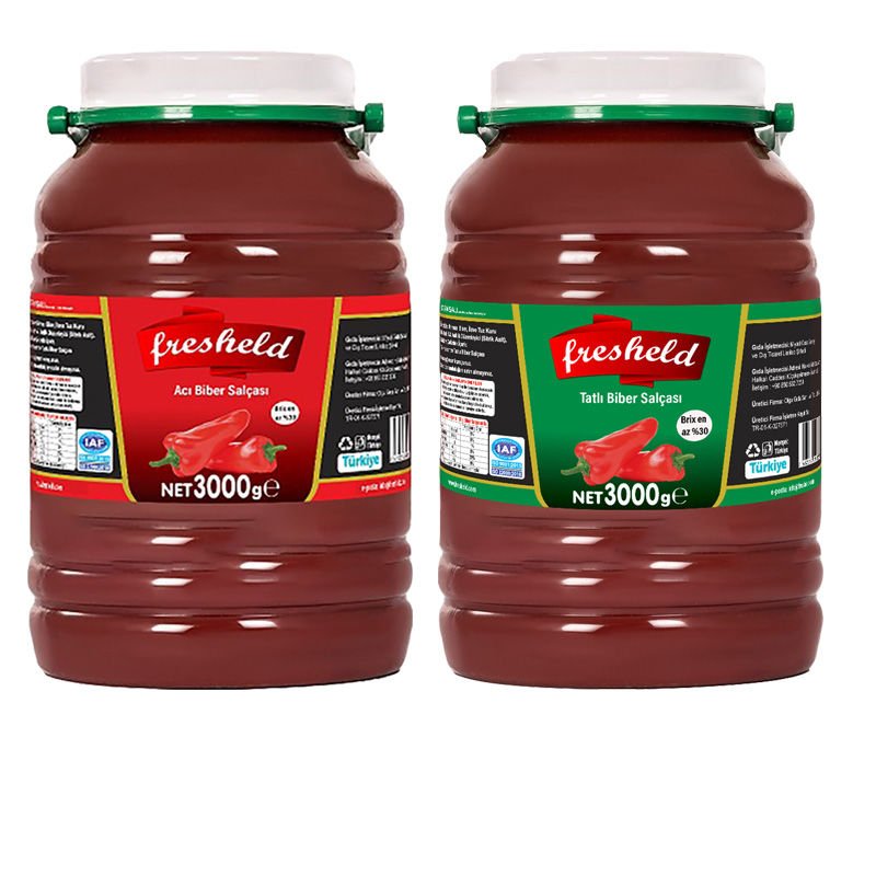 Fresheld x 1 Adet Tatlı Biber x 1 Adet Acı Biber Salçası 3000 gr