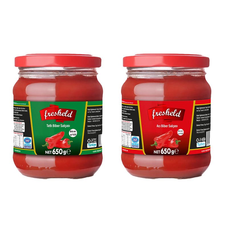 Fresheld x 1 Adet Acı Biber  Salçası x 1 Adet Tatlı Biber Salçası 650gr