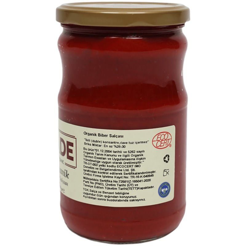 Sade Organik x 2 Kavanoz Biber Salçası 610 gr