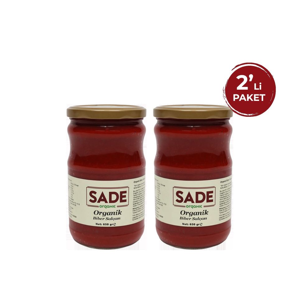 Sade Organik x 2 Kavanoz Biber Salçası 610 gr