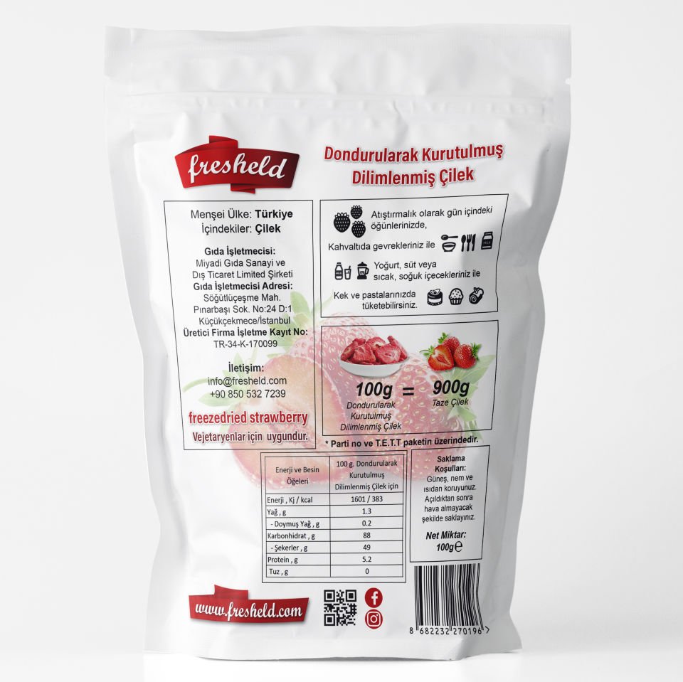x2 Paket Dondurularak Kurutulmuş Böğürtlen ve Çilek  100 gr