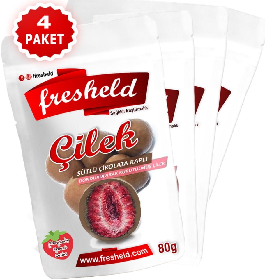 x 4 Paket Sütlü Çikolata Kaplı Çilek 80g