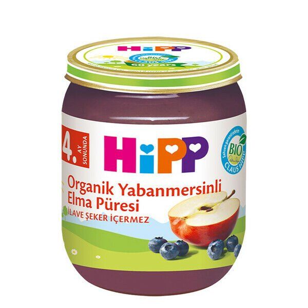 Hipp Organik x 6 Adet Yaban Mersinli Elma Püresi 125gr