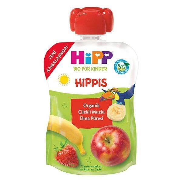 Hipp Organik x 16 Adet Çilekli Muzlu Elma Püresi 100gr