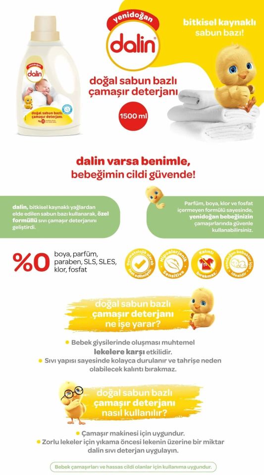 Dalin x 2 Adet Sensitive Doğal Sabun Bazlı Sıvı Çamaşır Deterjanı 1500 ml