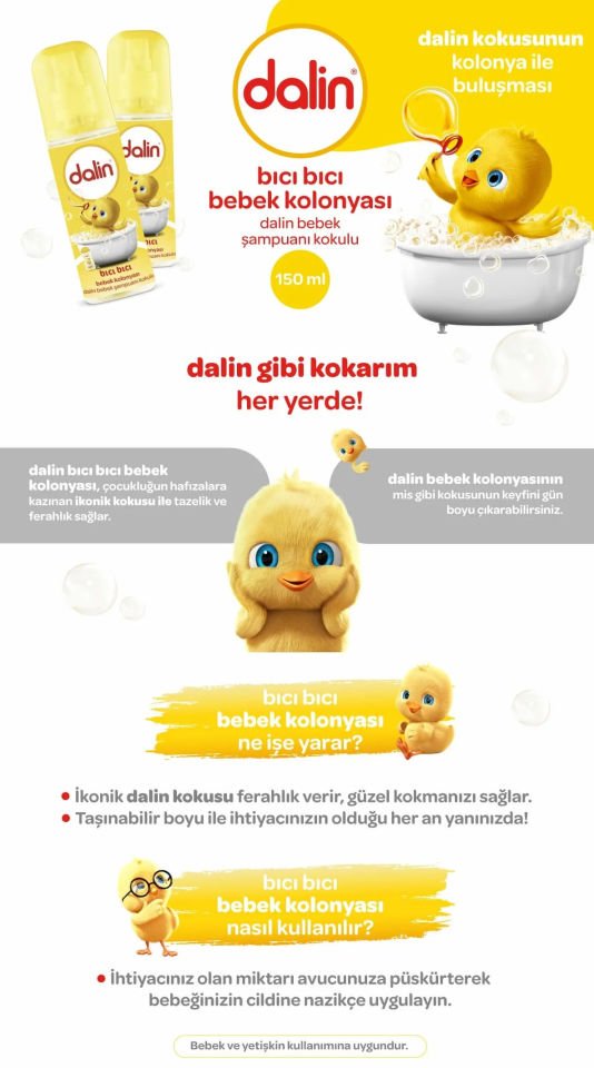 Dalin x 4 Adet Bıcı Bıcı Kokusu Bebek Kolonyası 150 ml