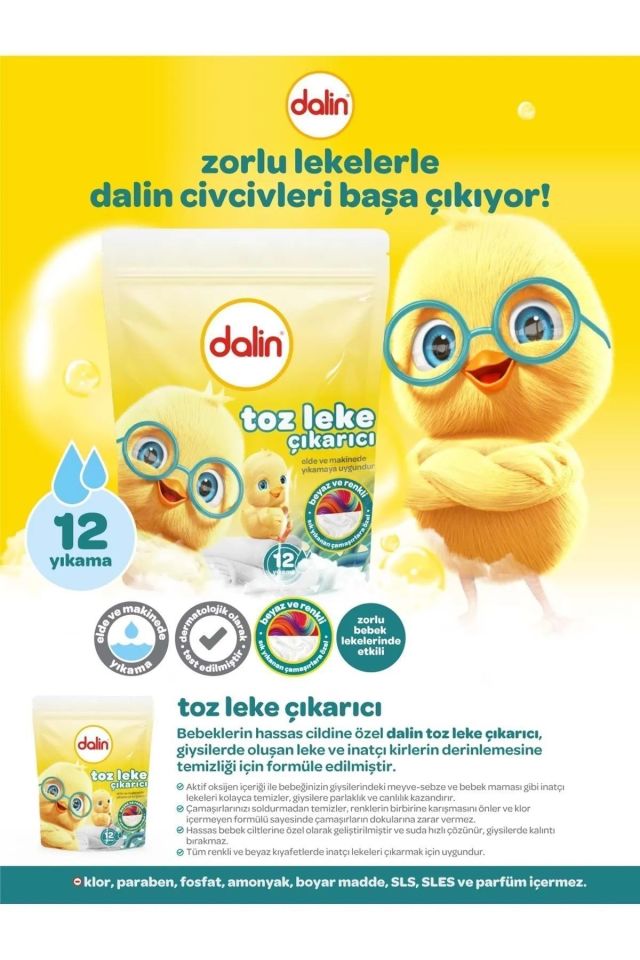 Dalin 2'li Özel Set Doğal Sabun Bazlı Sıvı Çamaşır Deterjanı 1500 ml - x 2 Adet Toz Leke Çıkarıcı 500 gr