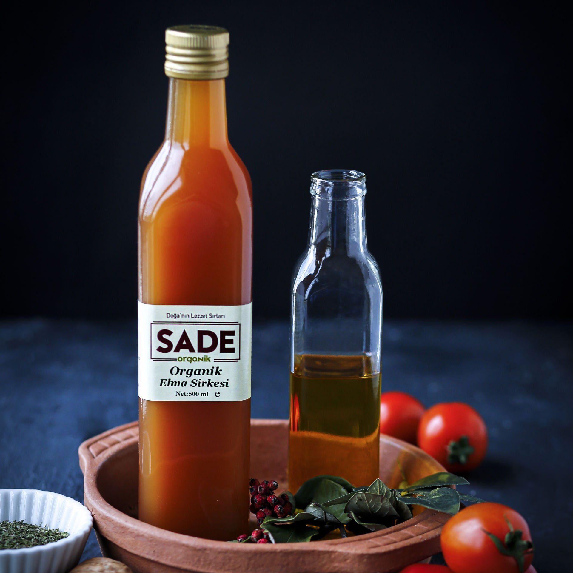 Sade Organik x 4 Şişe  Elma Sirkesi 500 ml
